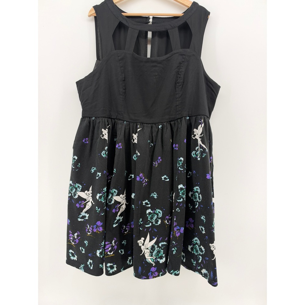 Disney Hot Topic Tinker Bell Cut Out Neckline Floral Skater Dress Plus Size 24